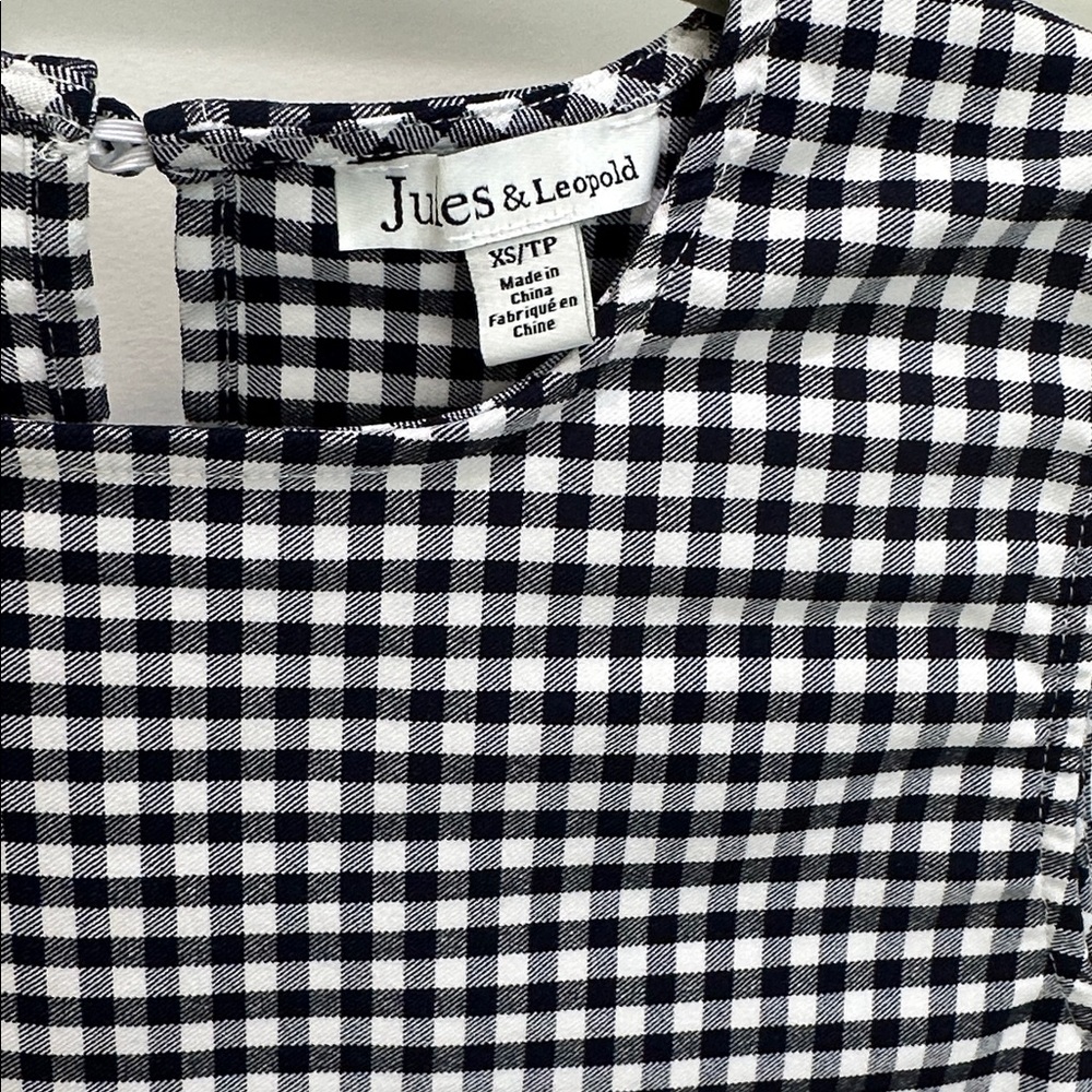 Navy and White Gingham Sleeveless Shell Top - Picture 3 of 4